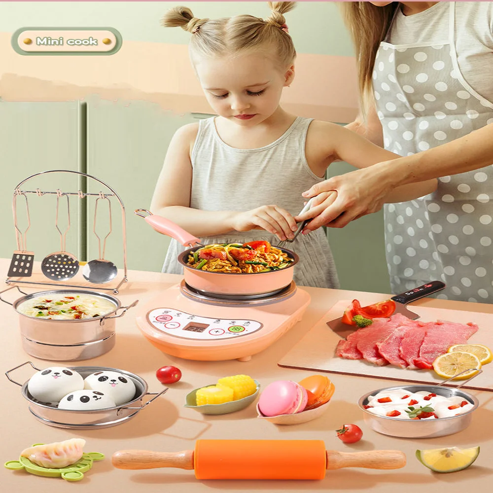 Ensemble de petite cuisine pour enfants, mini cuisine pour filles, maison de jeu de puzzle pour enfants, jouets de cuisine, véritable ensemble de nourriture pour enfants, invitation