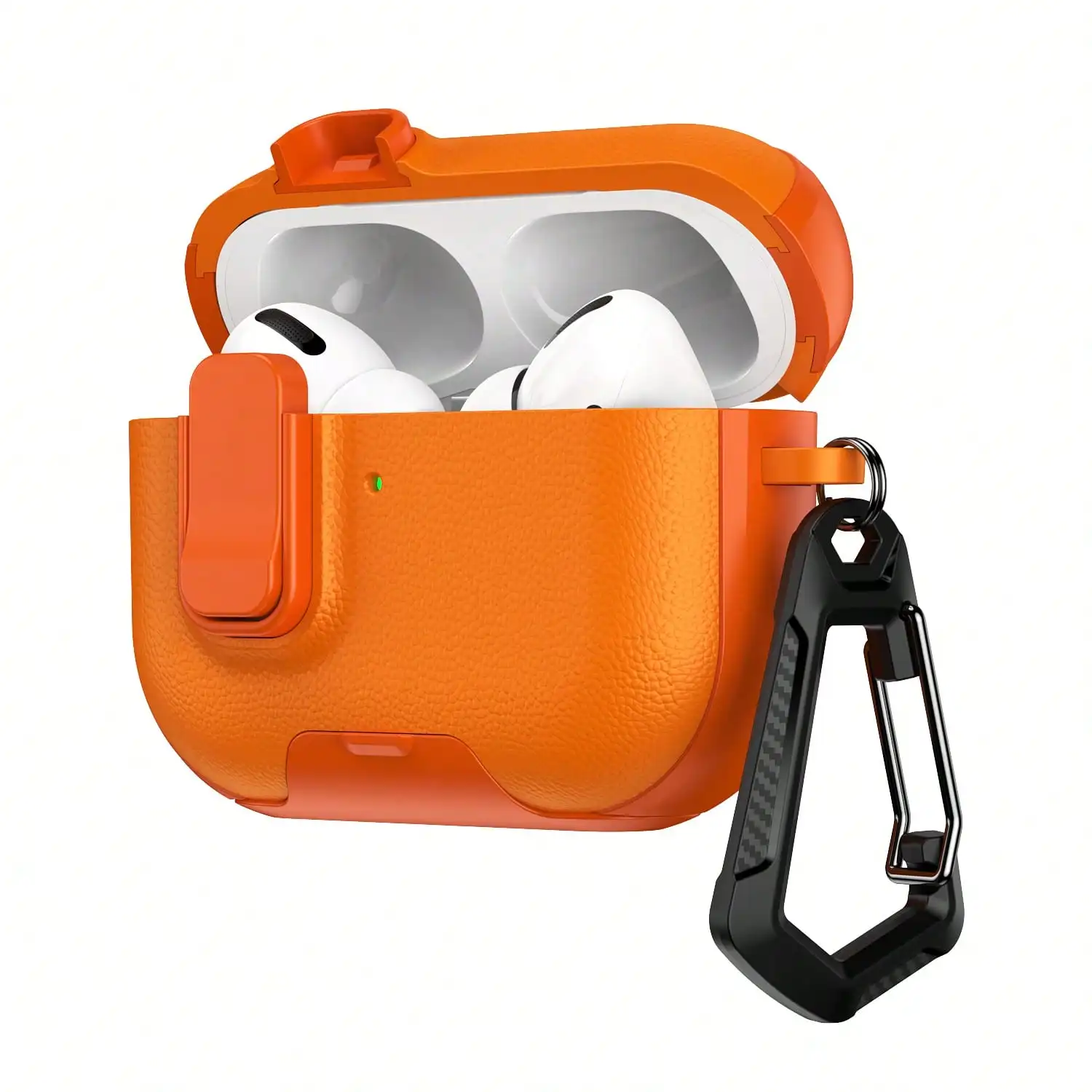 

Orange Leather Texture Earphone Case With Stand, Minimalist Design Compatible With Apple Pro/2 Wireless Earphones, & Elegant Pro 3 Earphone Protective Case, Niche Minimalist Women Earphone Cover Compatible With Airpods 4