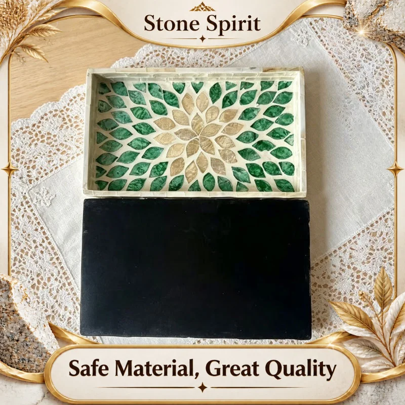 Handmade Shell Mosaic Serving Tray, Luxury Tea Fruit Plate for Living Room, Decorative Nut Organizer, Boho Home Decoration Gift