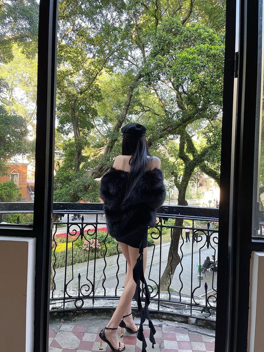 ブラックローズ マンジ 秋冬 ヘビーワーク フォックスファーコート フェイクファー襟 ショート ストリートスタイル 長袖 レディース アウター