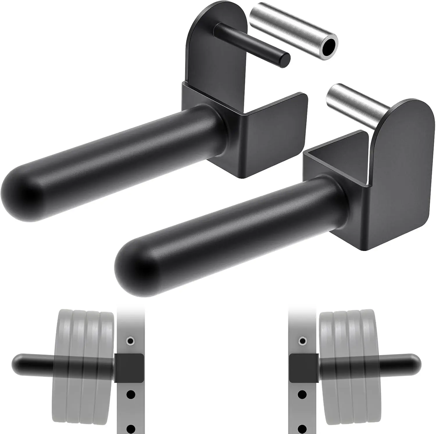 Juego de Soportes para Discos de Pesas para Soportes de Potencia - Compatible con Discos de 1 o 2 Pulgadas, Acero Resistente, Fácil Instalación