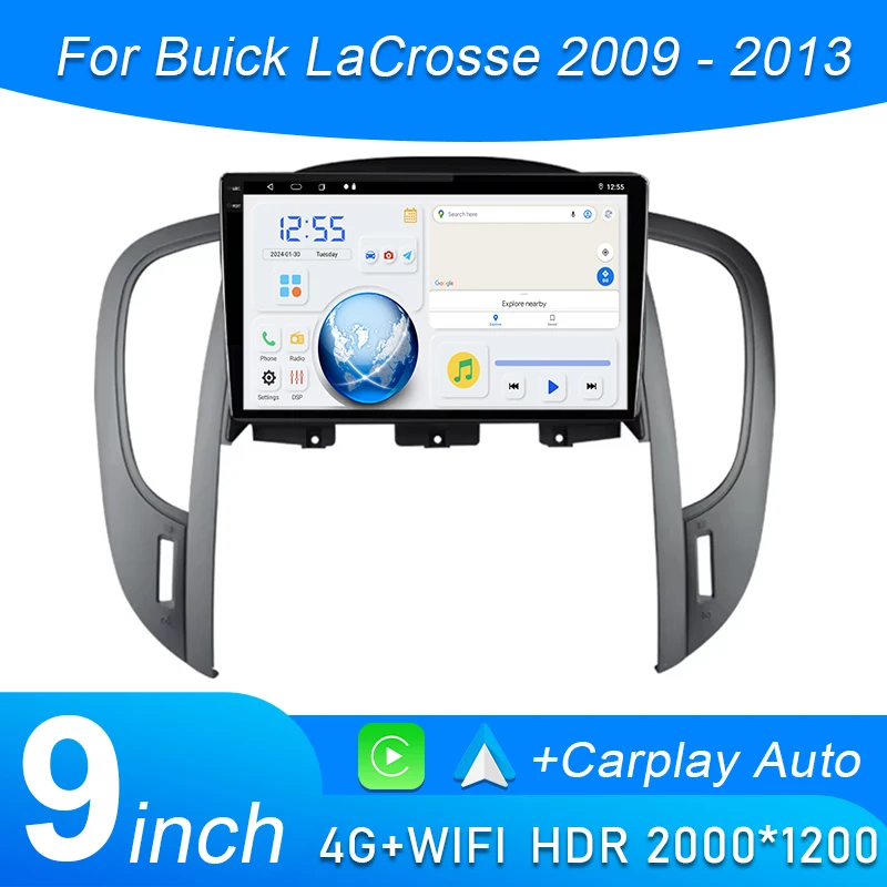 

Головное устройство WIFI 4G DSP Android 15 Автомобильное радио для Buick LaCrosse 2009-2013, мультимедийный плеер, стерео Carplay, 8-ядерный сенсорный экран