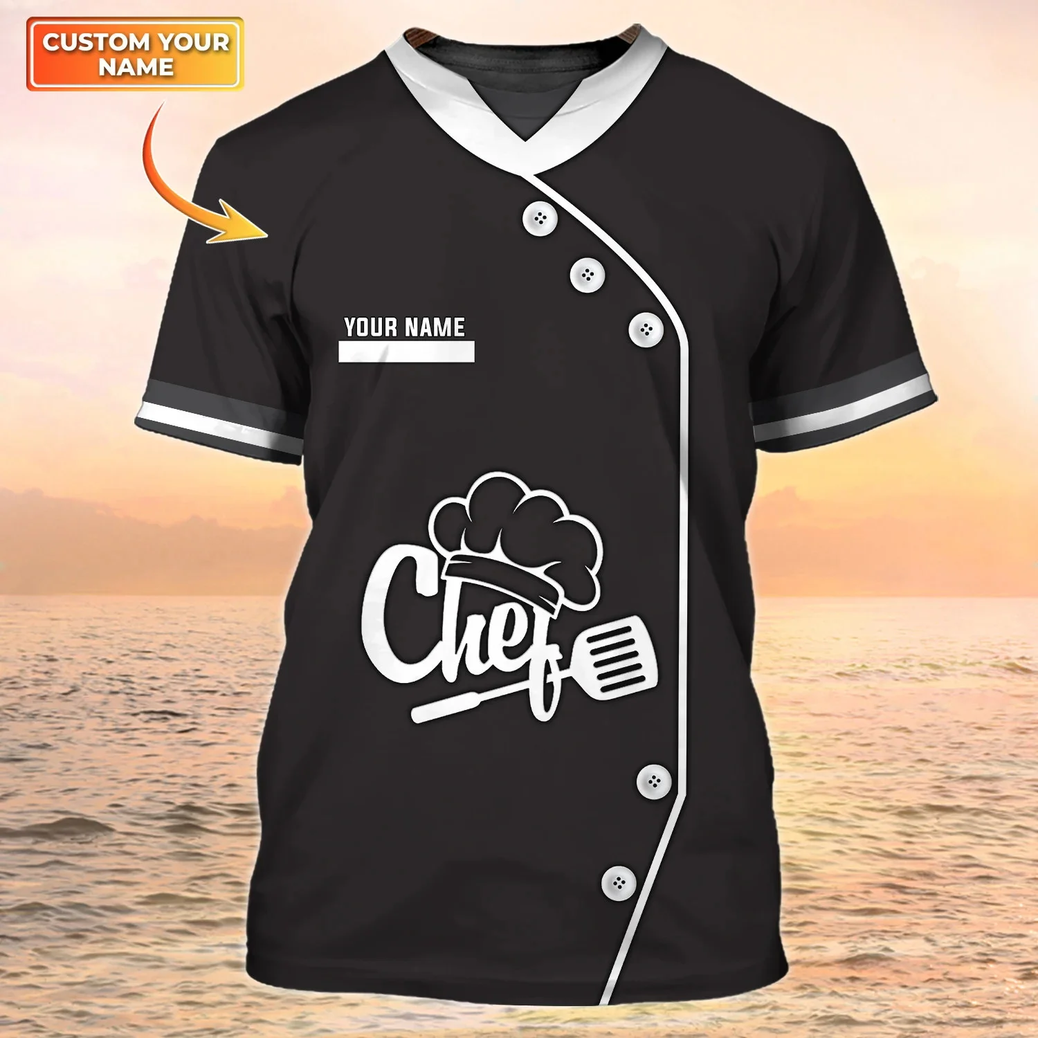PLstar Cosmos Newest Summer Men's T-shirt Chef Personalized Name 3D Printed t shirt Unisex Casual Tops Gift For Chef DW162 image 4