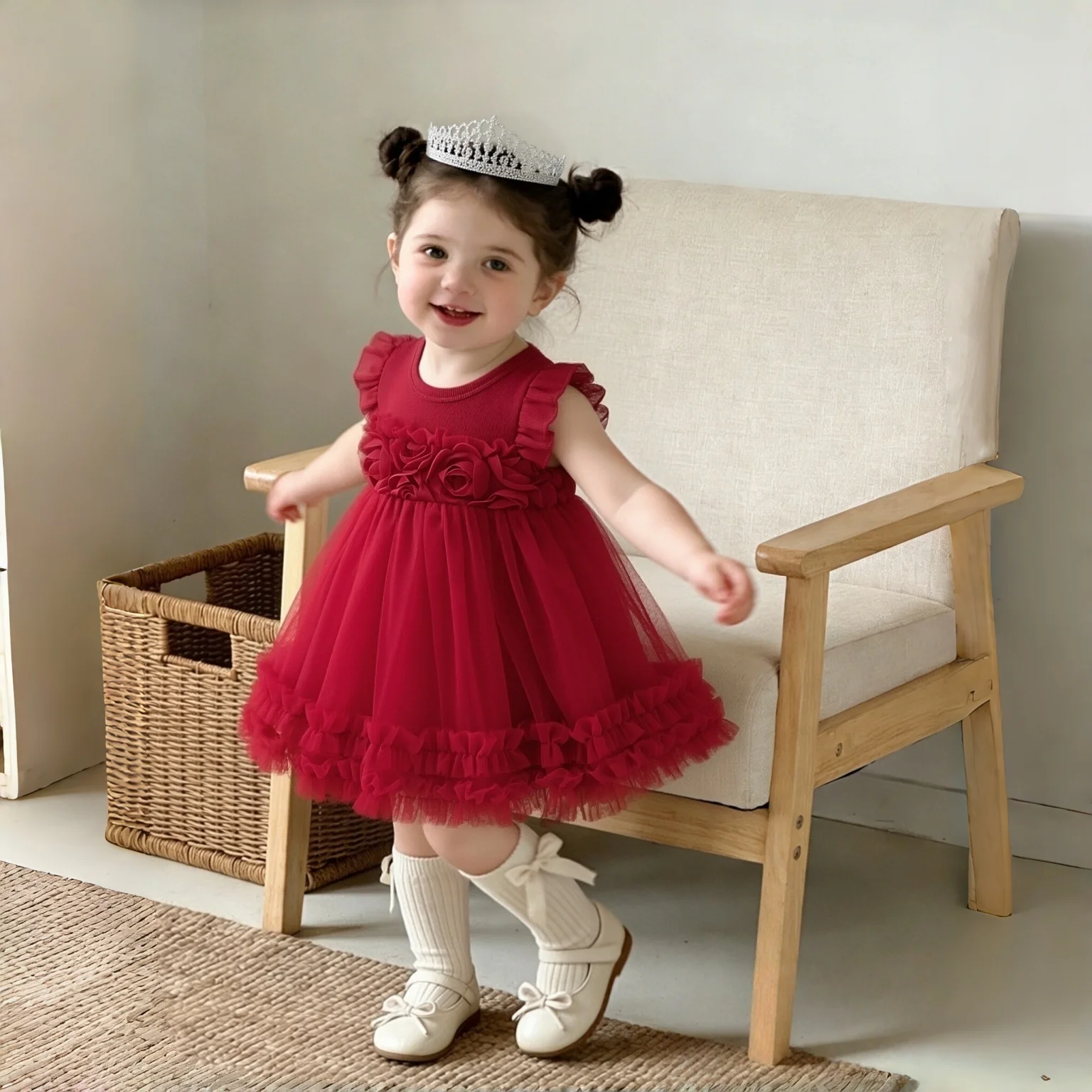 Summer New Baby Girl Dress, Mesh Flower Princess Dress Sleeveless Birthday Party Dress Children's Clothing 9 Months - 4 Years