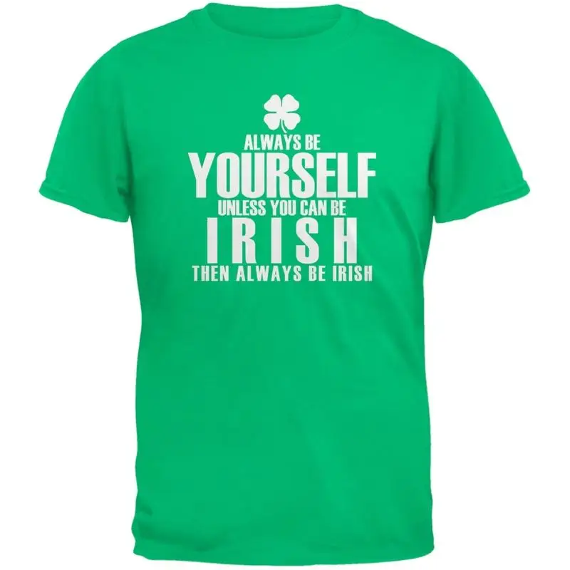 

Зеленая футболка для взрослых Always Be Yourself с ирландским клевером
