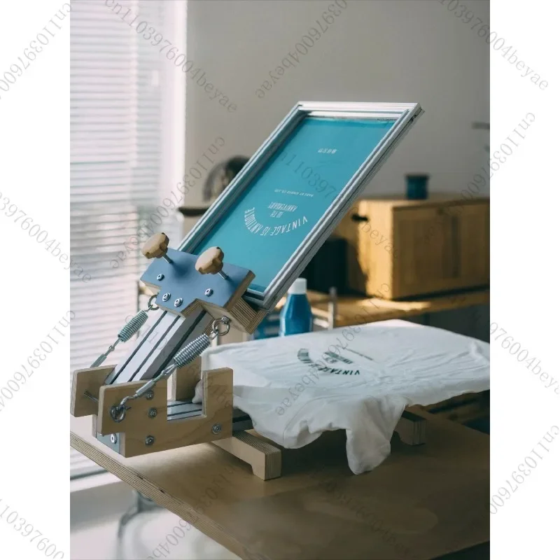 Small screen printing machine solid wood manual screen printing table aluminum frame screen custom DIY set