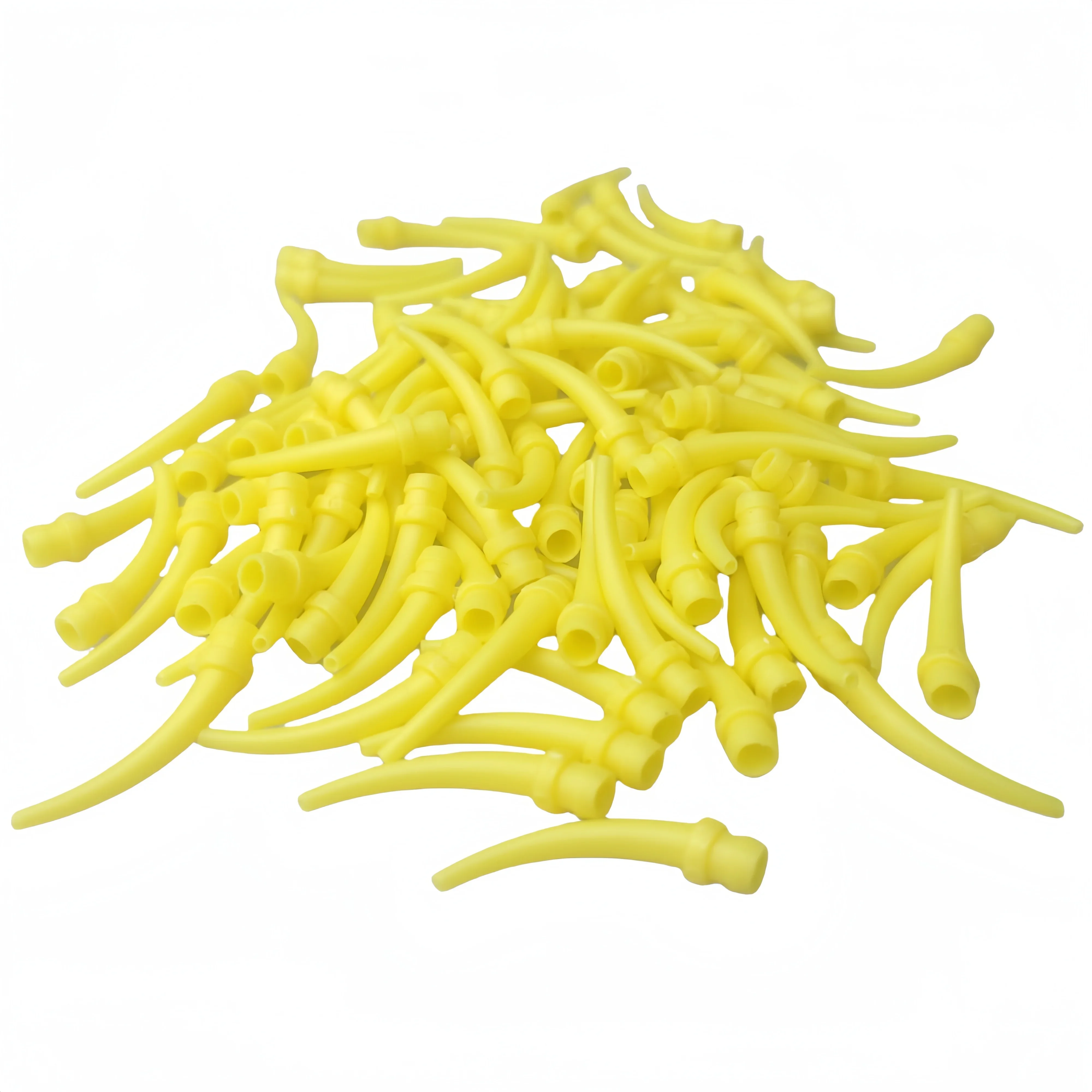 50/100pcs Dental Impression Mixing Tips Yellow Silicone Rubber Conveying Nozzle for Light Body Impression Materials Dentistry Us