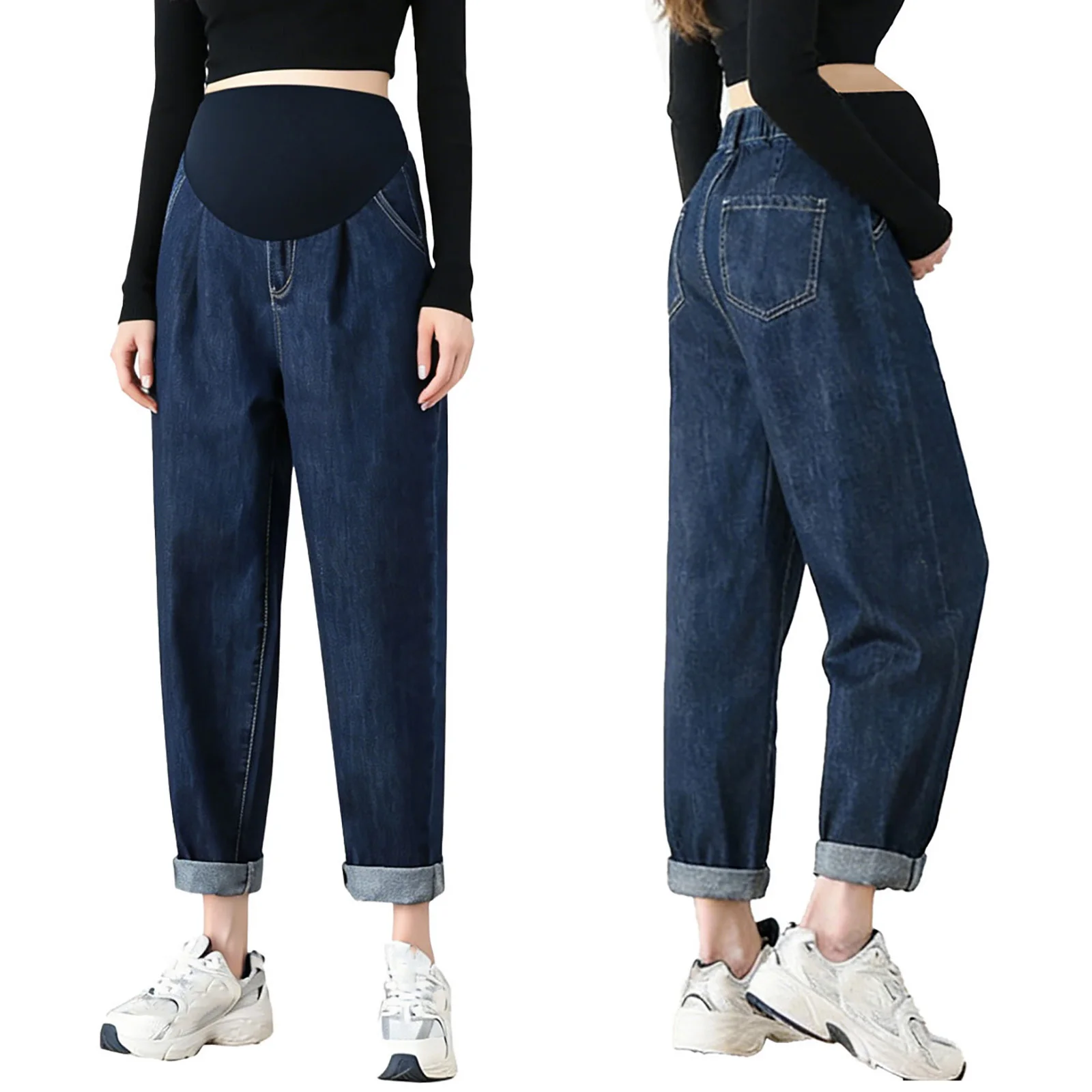 Schwangere Frauen Jeans Hohe Taille Unterstützung Bauch Mutterschaft Hüfte Heben Elastische Denim Hosen Shorts für Tägliche Arbeit Straße Loungewear
