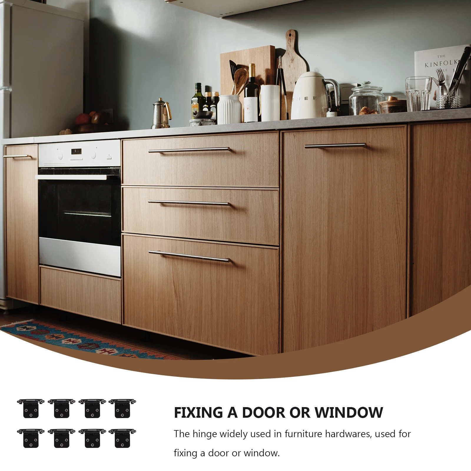 

8 Pcs Cabinet Hinges Self Closing Black Concealed Durable Kitchen Furniture Hardware Replacement Steel Anti Rust