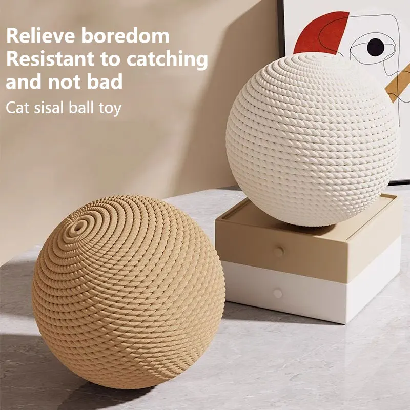 Interactive Sisal Cat Scratching Ball Toy For Kitten Teeth Cleaning Anti Bite Pet Supplies Sounding Toy 10CM  Super Big Cat Ball - view 2