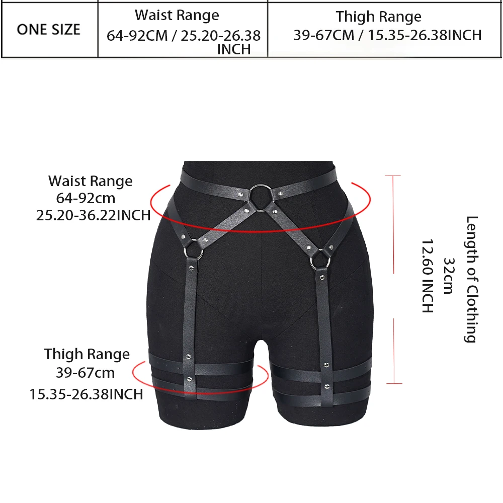 Donne Sexy Coscia Reggicalze Imbracatura per le gambe Cintura per imbracatura per il corpo Lingerie in pelle Bdsm Bondage Lingerie Corsetto Abbigliamento fetish gotico