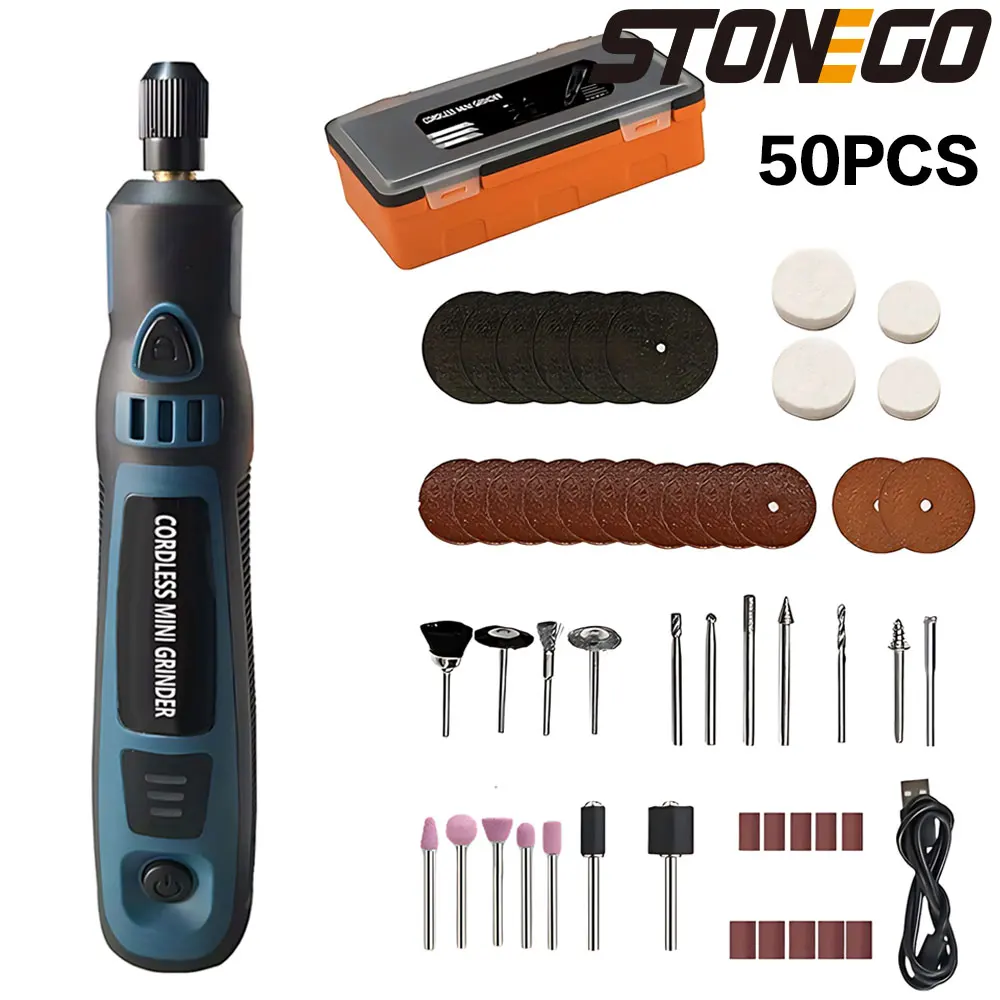 Conjunto de moedor elétrico sem fio usb 15 50 peças ferramentas de escultura compactas para polimento de jade projetos diy ferramentas elétricas portáteis