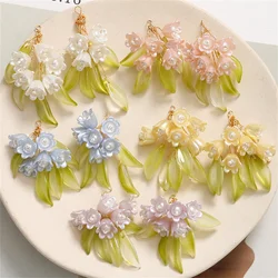 ST09 Antique Temperament Green Leaves Suzuki Cluster Flowers Diy Hand-woven beaded Hair Accessories Earring Handmade Material