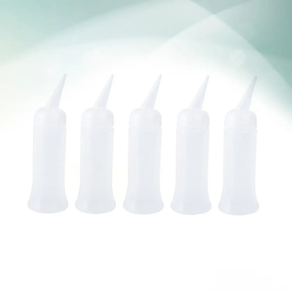 

5Pcs Leak Proof Applicator Bottle for Hair Coloring Tinting and Perming Soft Touch Plastic Measuring Bottle for Liquid Medicine