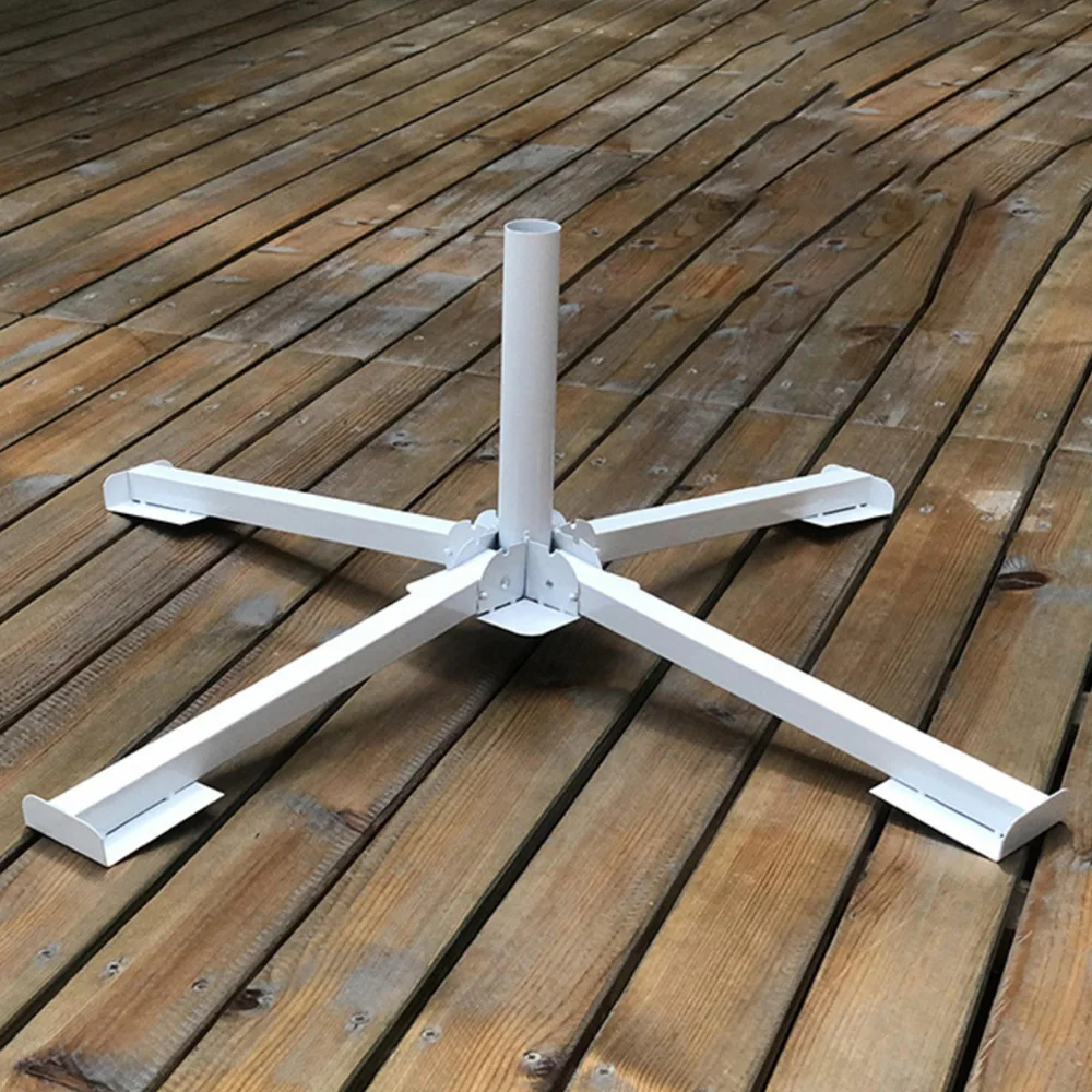 

Outdoor Camping Picnic Patio Umbrella Stand Umbrella Holder, Four Leg Design Garden Umbrella Base, Portable White Iron Stand.
