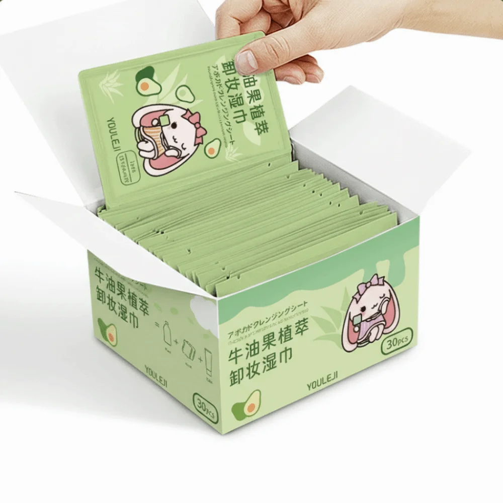 

20/30pcs Avocado Makeup Removing Wipes Mini Skin Care Makeup Cotton Wipes Individual Package Soft Deep Cleaning Wipes