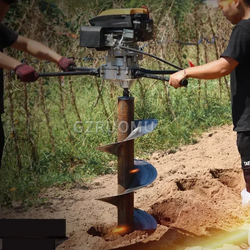 

225CC Ground Drilling Machine High Power Tree Planting Digger Four-Stroke Gasoline Hole Rig Pedal Type Drill Pile Driver 7.3KW