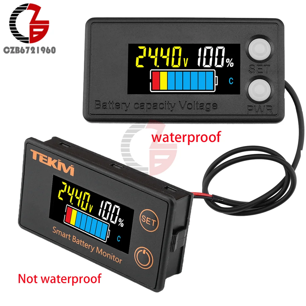 DC7-100V LCD Digital Battery Capacity Indicator Waterproof Intelligent Voltmeter Car Motorcycle Voltage Meter Battery Tester