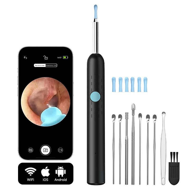 WIFI Visual Otoscope Ear Sticks HD1080P 4.2MM Mini Camera Earpick Ear Spoon Wireless Endoscope Health Care Ear Wax Cleaning LEDs