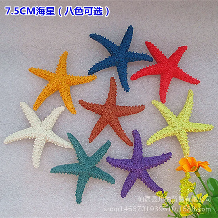 Mediterranean Style Creative Color Starfish Simulation Marine Organism Wall Pendant Cylinder Aquarium Ornament Home Decor Crafts