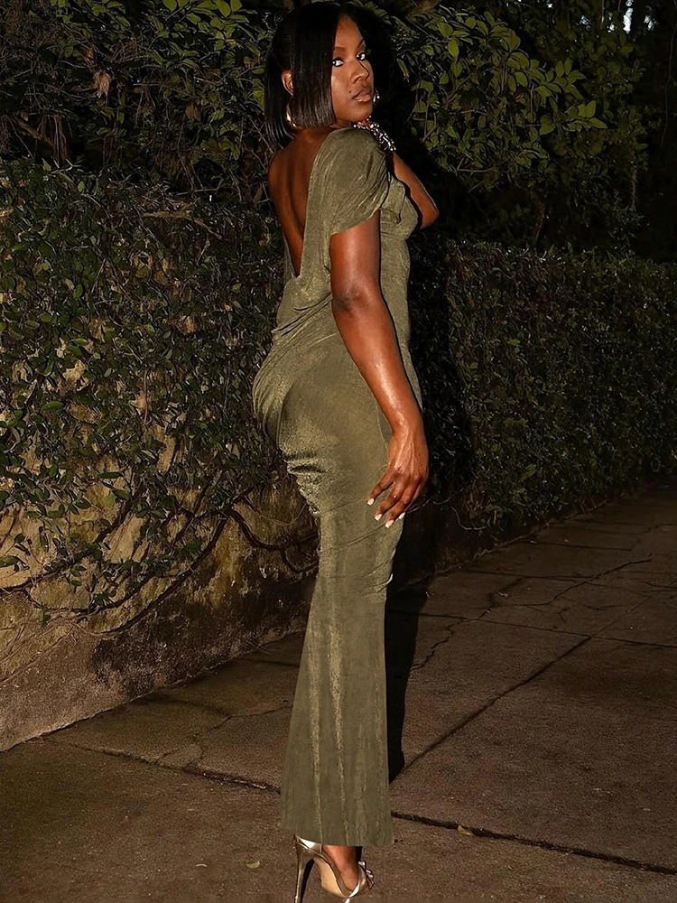 Chatte étrange Sexy dos nu mince robe femmes à lacets ourlet irrégulier froncé pêche hanche élégant Stretch maigre bal fête Club moulante