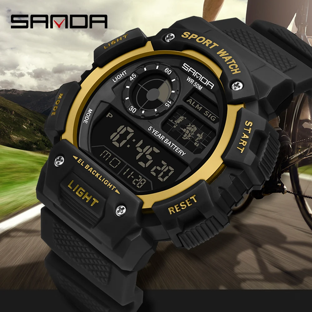 

SANDA Top Brand Luxury Sports Men's Watches Waterproof Military LED Digital Quartz Watch Male relogio masculino 6009