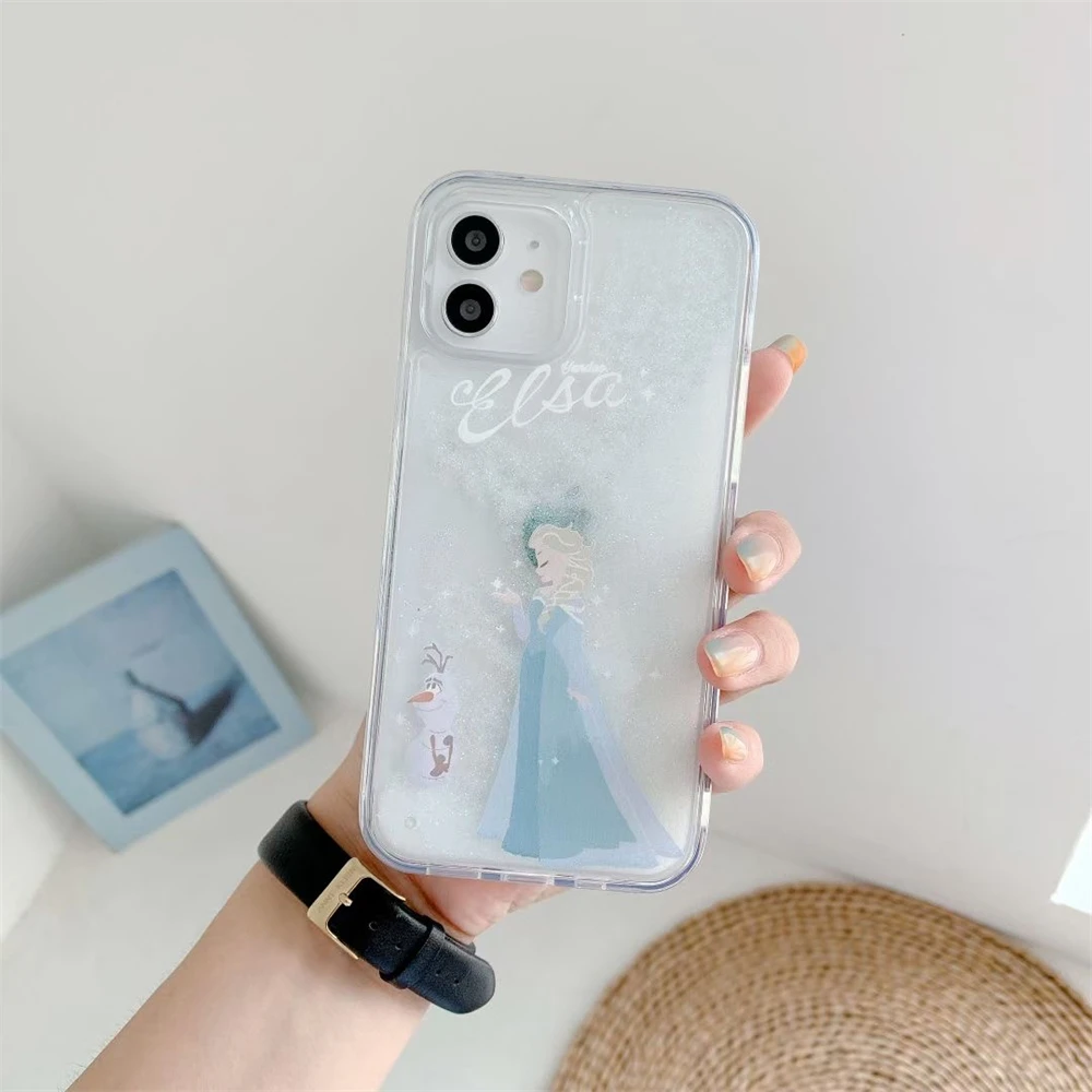 Glitter Quicksand Princess Case for IPhone 16 15 14 13 Pro Max Plus Heavy Shockproof Phone Cover Cinderella Mermaid Tangled