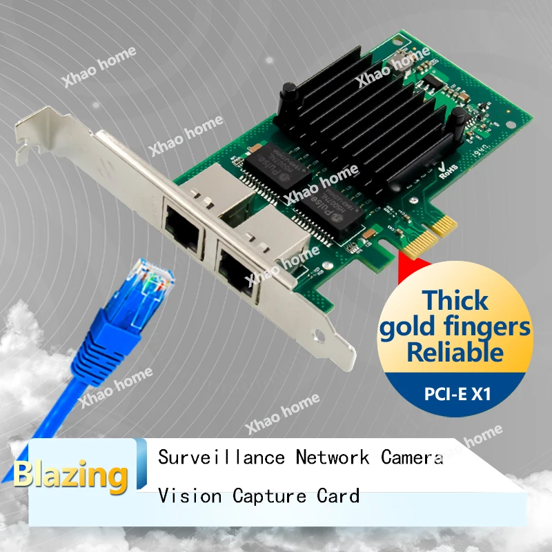 PCI Express X1 Ke Dual RJ45 NIC 2Port Kartu Jaringan I350-T2 I350AM2 Chip 10/100/1000Mbps Gigabit Ethernet Kartu Lan untuk PC Desktop