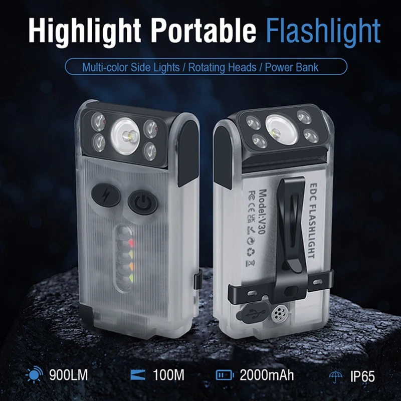 

V30 hat clip light 180 degree corner flashlight hat clip light maintenance work light fishing headlight outdoor lighting power b