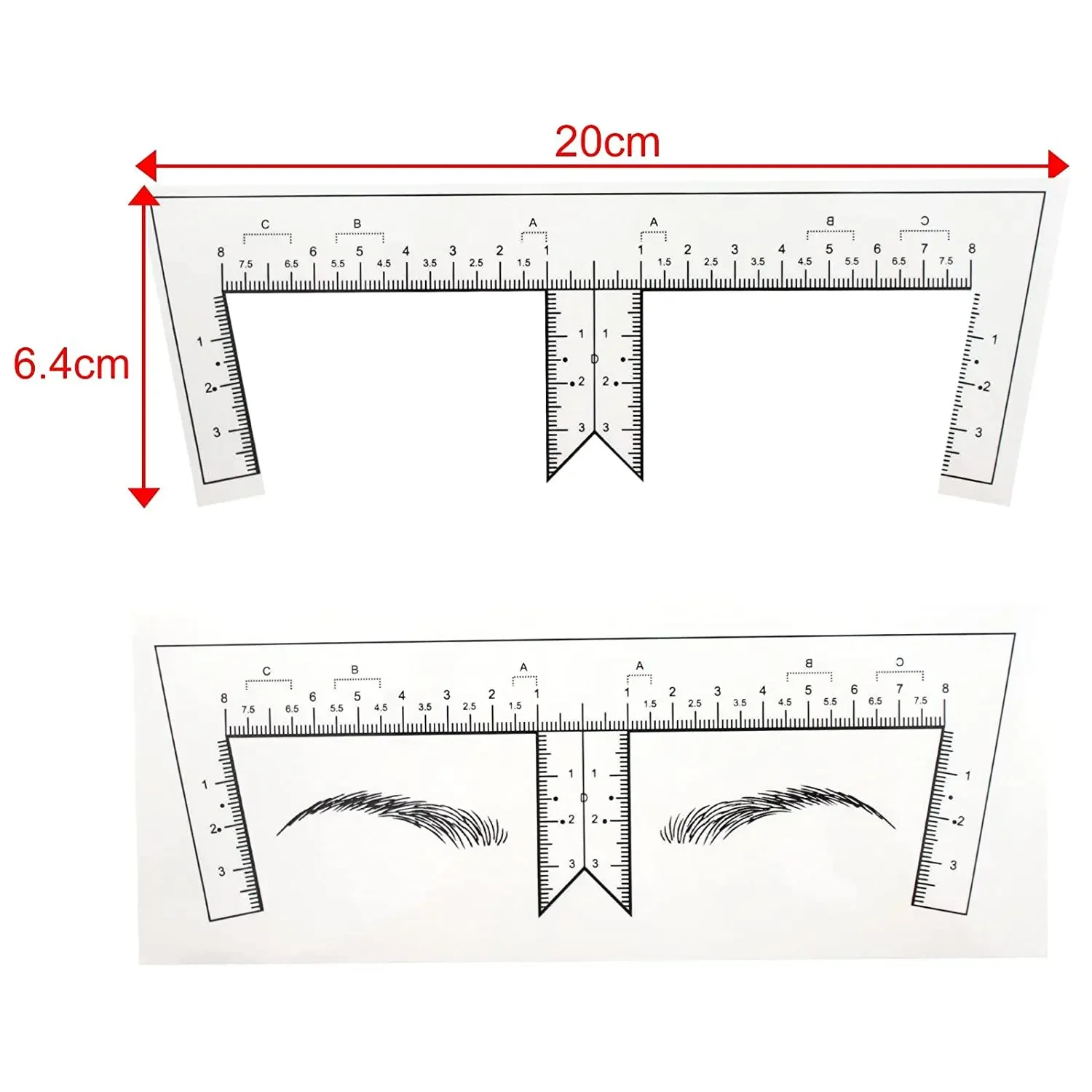 10pcs Disposable Tattoo Eyebrow Ruler Sticker with Brow Shape Eyebrow Ruler for Permanent Makeup Tools