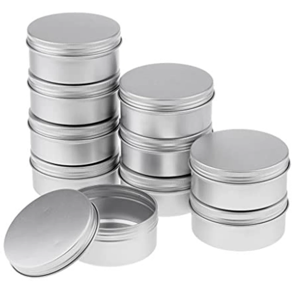 10pcs Aluminum Tin Metal Container 5g 10g 15g 20g 30g 50g 60g 100g Cosmetic Face Eye Cream Packing Empty Can Lip Balm Candle Jar