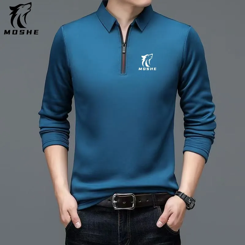 Spring and Autumn Men's High Quality Long Sleeve Polo Shirt New Luxury Fashion Business Leisure Multi Functional Top