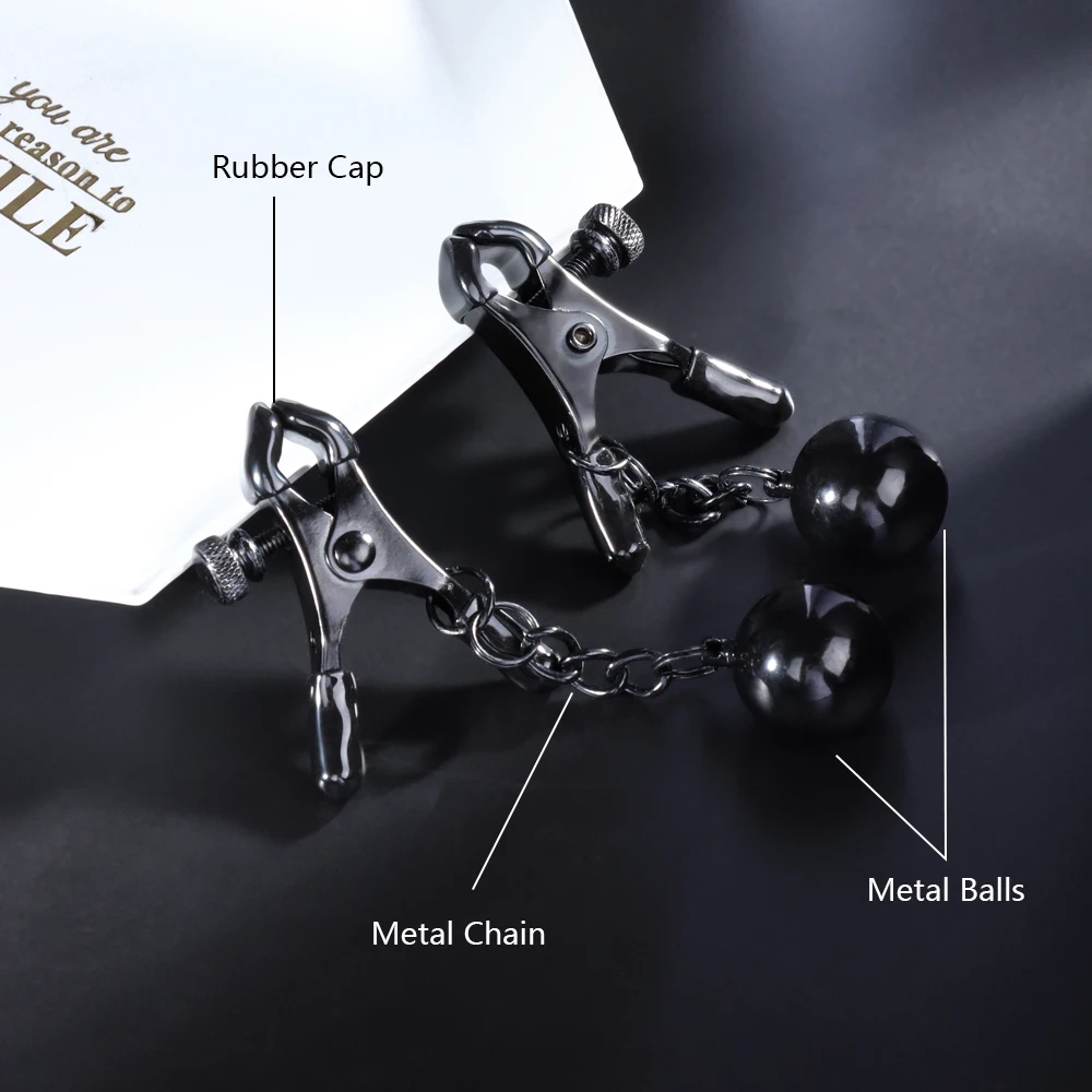 Nipple Clamps Metal Ball with Weights Adjustable Breast Clips Body Jewelry Adult Sex Toys for Women and Couples Pleasure