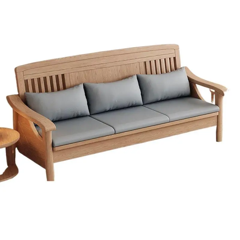 Log color ash wood sofa all solid wood sofa combination modern simple living room small apartment household wooden