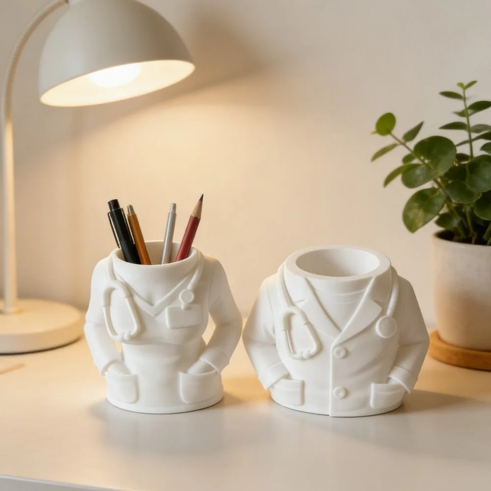 Desktop Doctor Pen Holder 3D Printing Ideal for Desk Organization Makeup Brush Storage As A Charming Home and Office Decoration