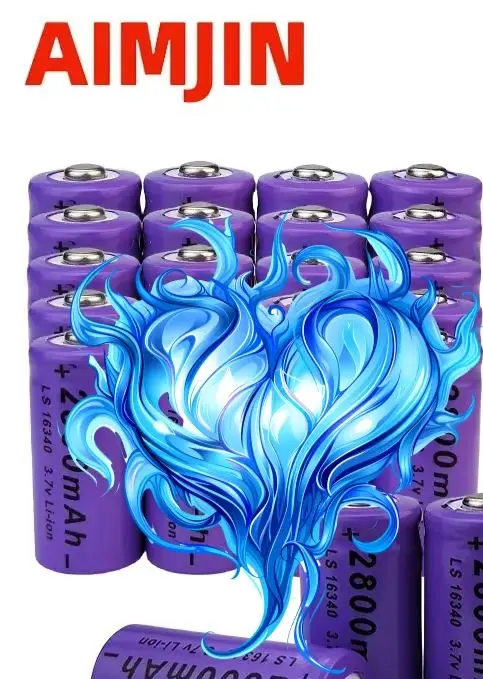 16340 Rechargeable Batteries 3.7V Li-ion  2800mAh  CR123A Battery For LED Flashlight For 16340 CR123A Battery