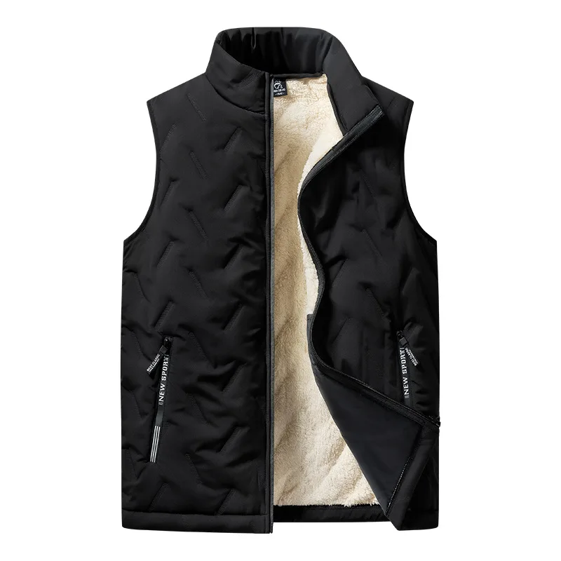 Gilet caldo senza maniche in peluche da uomo autunno e inverno gilet da uomo in Cashmere di agnello gilet da ciclismo impermeabile per sport all'aria aperta