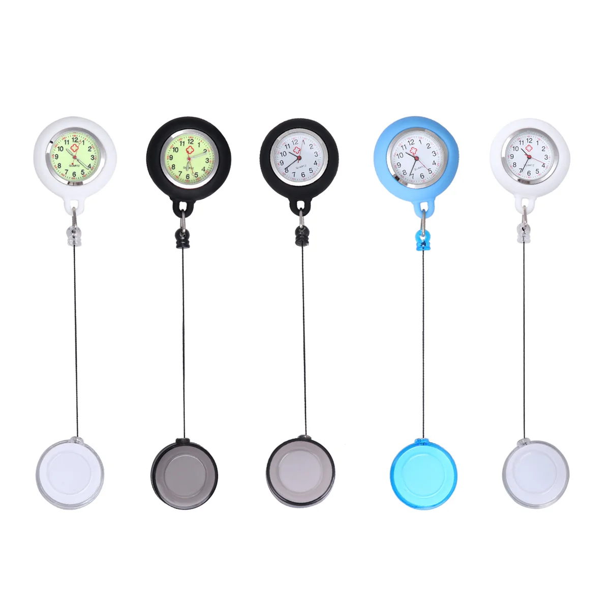 

Nurse Table Pocket Watch for Women Men Kids Gifts Clip Badge Reel Durable Smiling Face Decor Lightweight Clear Number Accurate