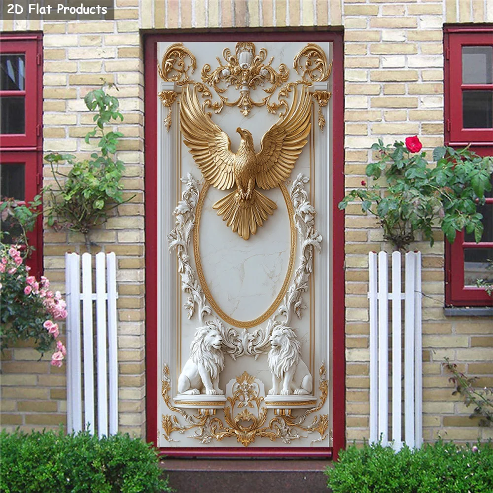 Luxury Baroque Eagle Lion Door Banner Polyester Door Cover Wall Hanging for Home Entrance Living Room Party Decor