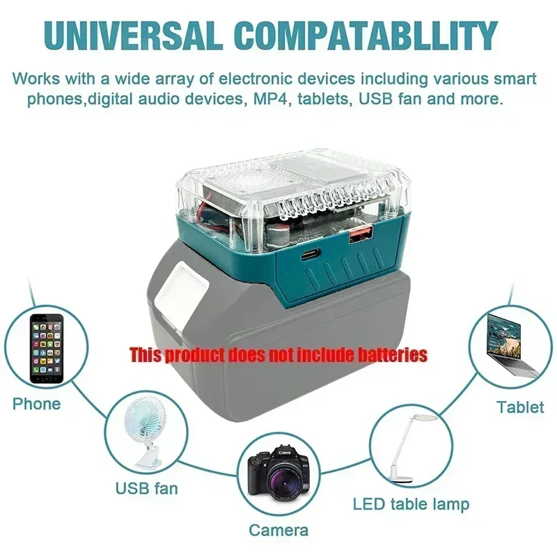 Conversor adaptador de bateria de lítio com display digital para makita para dewalt para milwaukee para carregador m18 usb tipo-c power bank 138w