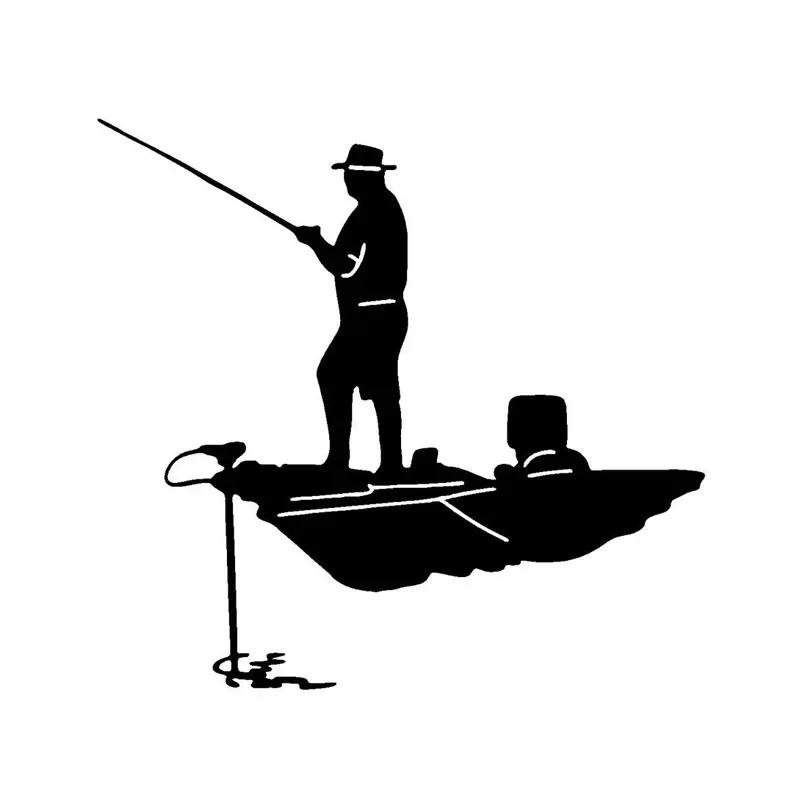 

Personality Marine Fishing Boat Car Decal Reflective Vinyl Decal Creative Scratch Decal In Black/white, 15cm