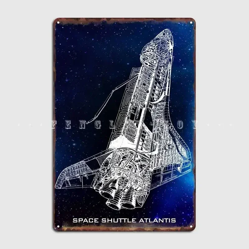 Space Shuttle Atlantis Poster Metal Sign Printed Printing Kitchen Garage Decoration Tin Sign Poster