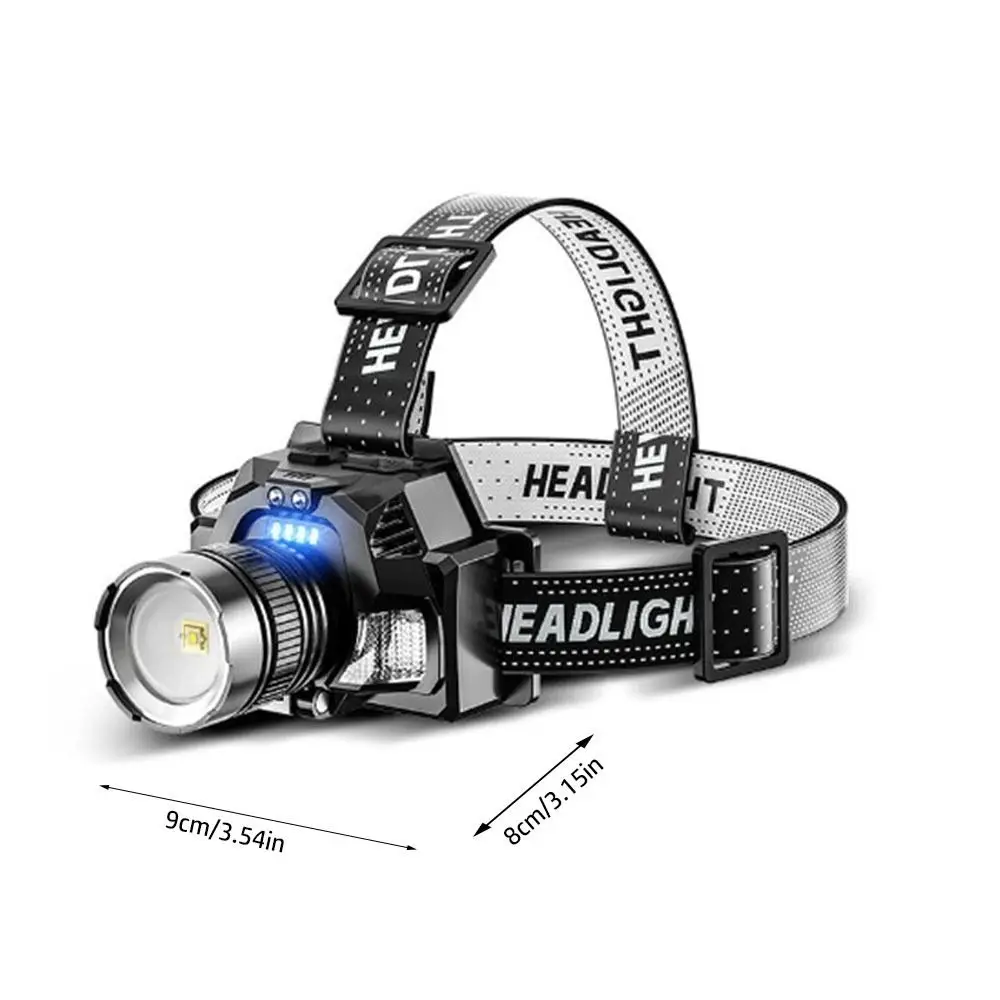Farol LED de alta potência durável com zoom à prova d'água luz de sapo montada na cabeça luz de pesca noturna