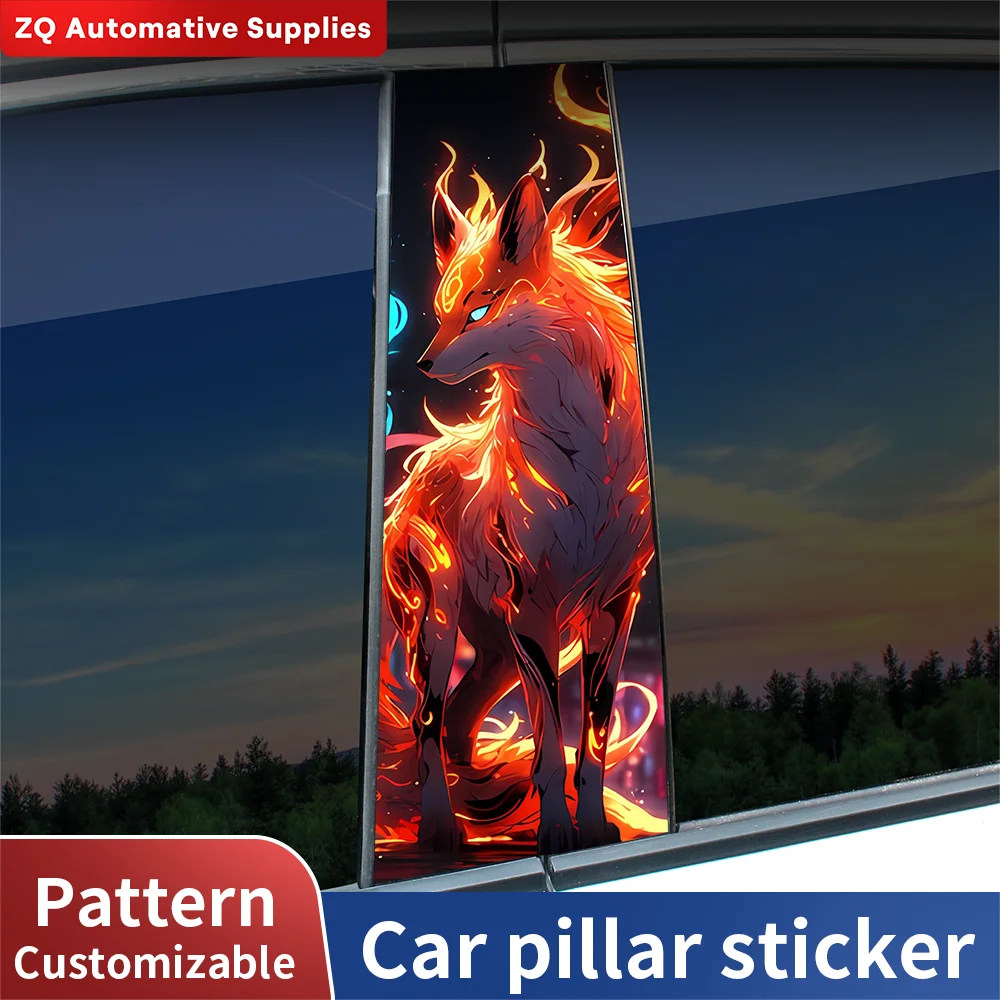 Fire Fox Car B-pillar Decal Auto Center Pillar Sticker Cover Scratches Decor Waterproof Vinyl Diy Modified Sticker Accessories