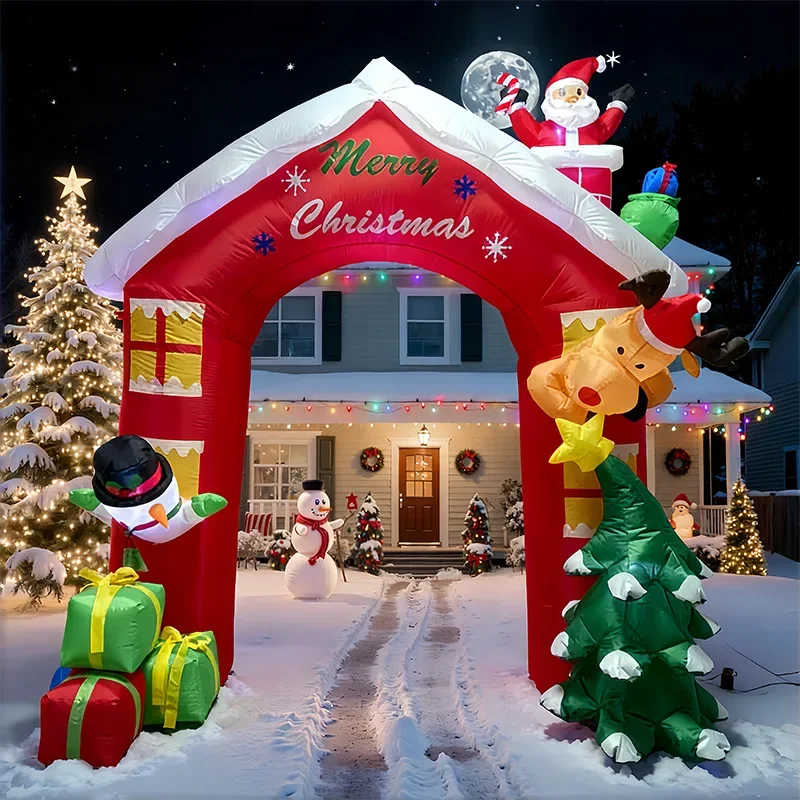 2.4m Christmas Inflatable Arch Air Model LED Light Decoration Santa Claus Snowman Reindeer   Tree Ornament