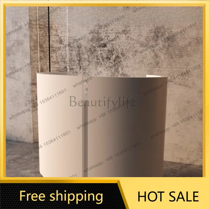 XX.Welcome Display Reception Desks Design Minimalist Curved Small Reception Desks Aesthetic Company Bureau Commercial Furniture