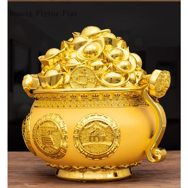 1PCS of resin a bucket of gold a piggy bank small ornaments home decor living room bedroom foyer decorations  feng shui