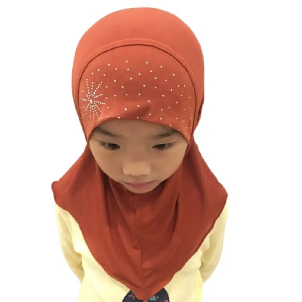 High Quality 50cm Small Girl Hijab Fit 2-6 Years Old Durable Diamond Headband with Crystal Sun Pattern Hat Scarves