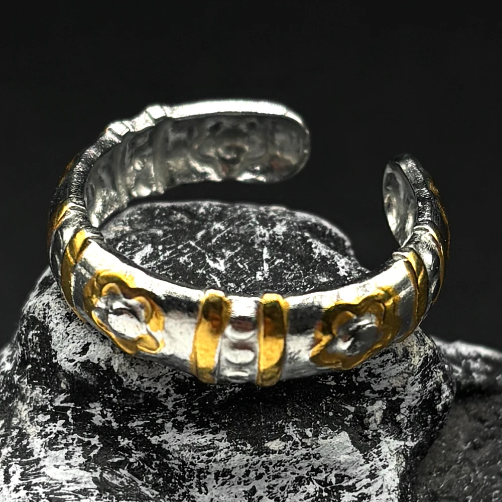 

Minimalist Punk Contrast Rivet Open Ring for Man Women Stainless Steel Gold Silver Color Vintage Finger Rings Amulet Jewelry