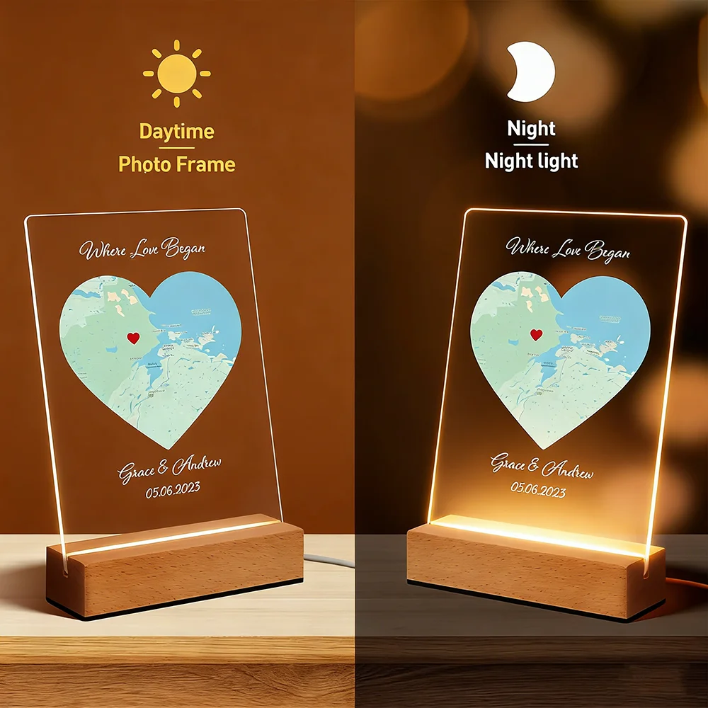 

Valentine Personalised Heart Map Acrylic Plaque Custom Coordinates Romantic Gift For Couples Wedding Anniversary Home First Date